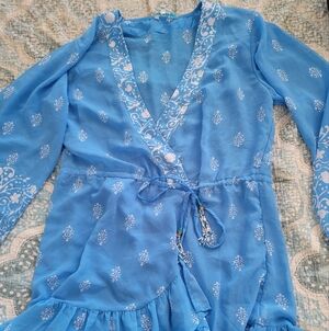 Blue Floral Bohemian Blouse